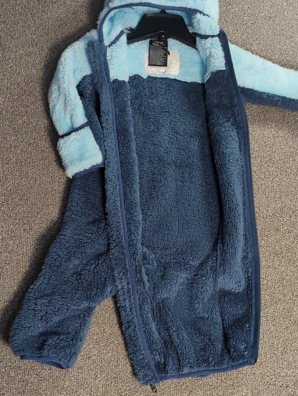 NWT The North Face Baby Bear Fleece Hooded One-Piece Suit - Shady Blue - Onesie